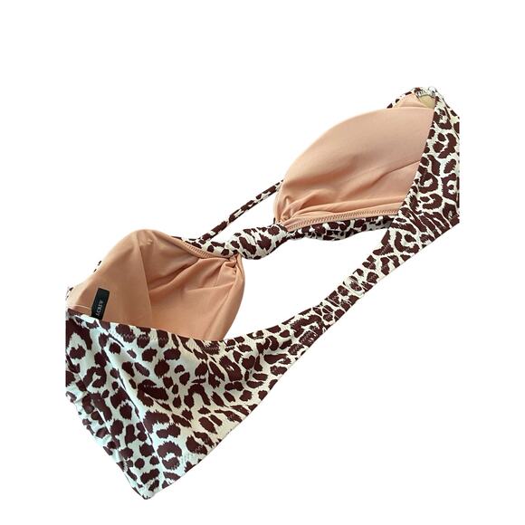 J.Crew Knot Bandeau Bikini Top Swimwear Leopard Print Brown Ivory Plus Size 3X - Picture 5 of 7